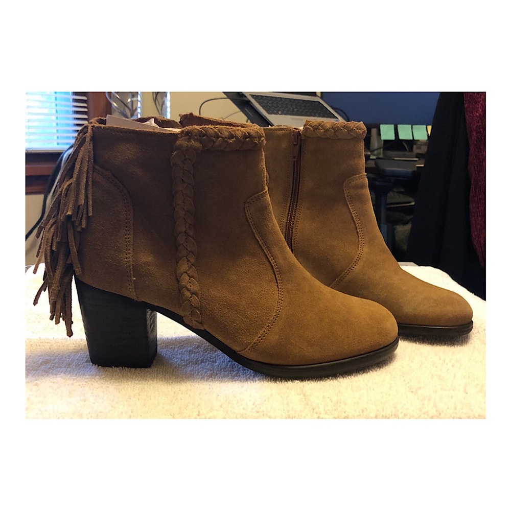 Suede Fringe Western Ankle Boots
